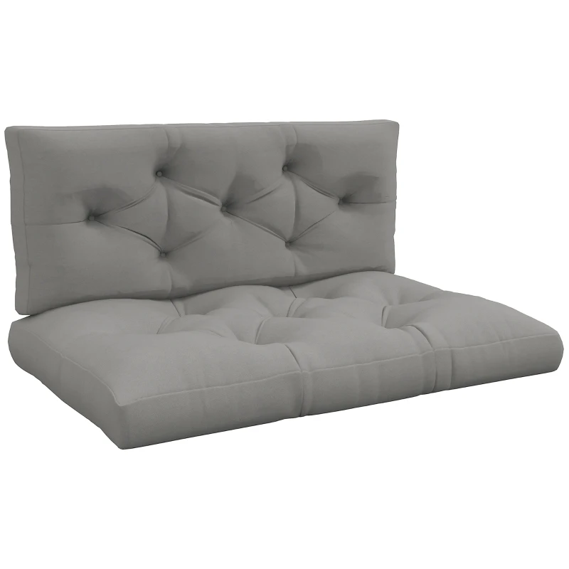 Outsunny Sitzpolster Sitzkissen Polsterauflage, mit Knopfheftung, 120 x 80 x 12 cm, Grau