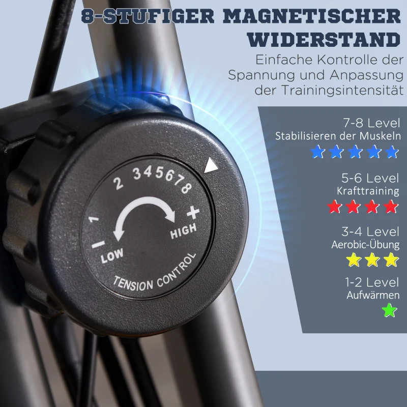 HOMCOM 2-in-1 Klappbarer Heimtrainer, 8 Stufen einstellbarer Magnetwiderstand, Fitnessrad mit Herzfrequenzsensor, Armstrecker, LCD-Bildschirm, 2,5 kg Schwungrad, grün