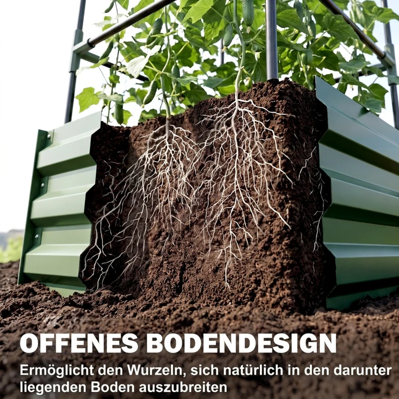 Outsunny Hochbeet mit Rankgitter Pflankasten mit Rankhilfe, offener Boden, wetterbeständig, 61 cm x 61 cm x 140 cm, Grün(m-5)