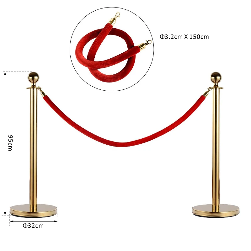 Outsunny Colonnina Segnapercorso per Code Separatore in Acciaio Rosso e Oro