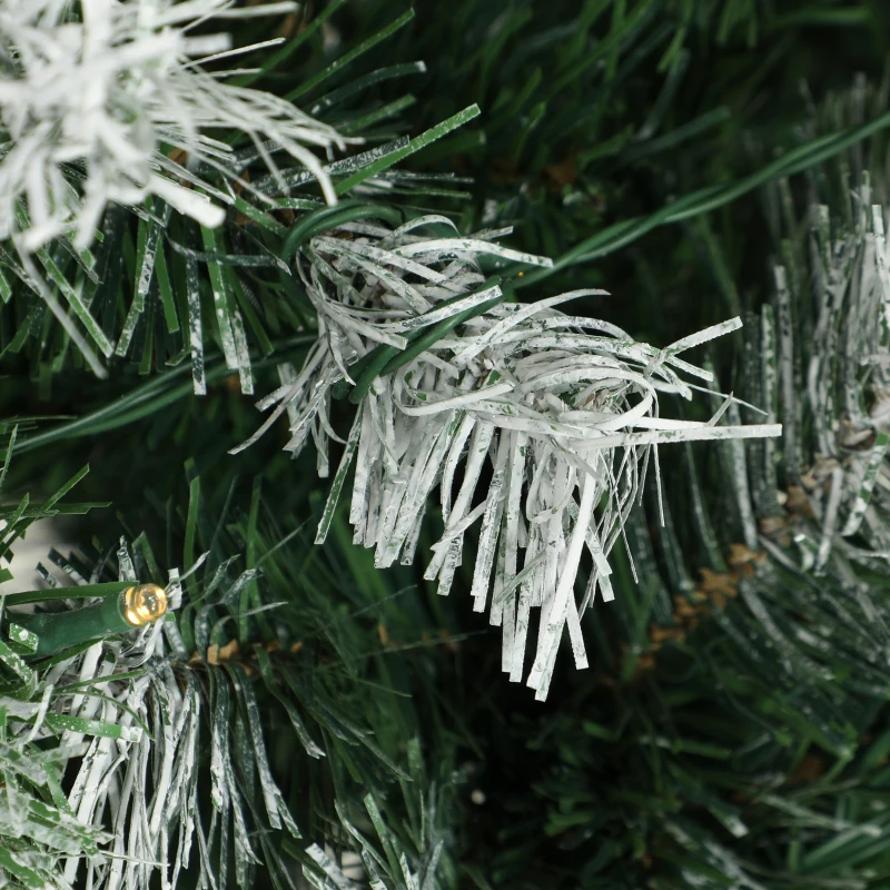 HOMCOM Schneebedeckter Weihnachtsbaum 180 cm mit 250 LEDs, 11 Modi, Fernbedienung, 840 Spitzen, 34 Zapfen und 34 Beeren, Grün