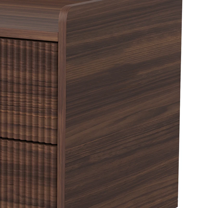 HOMCOM Elegant Two-Drawer Bedside Table - Walnut Brown