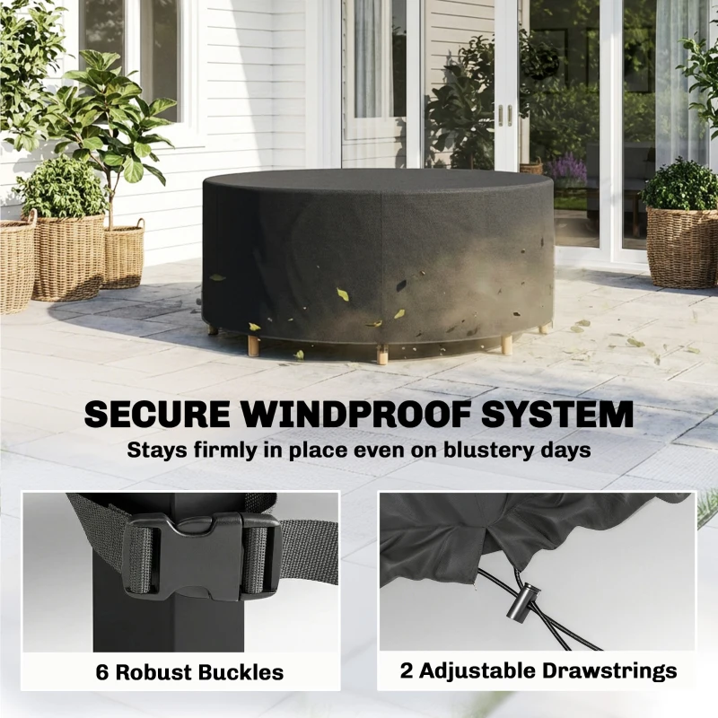 Outsunny Schutzhülle für Gartenmöbel Winterfest Wasserdicht Abdeckung Anti-UV Abdeckplane 420D Oxford Gewebe Ø214x70Hcm Schwarz