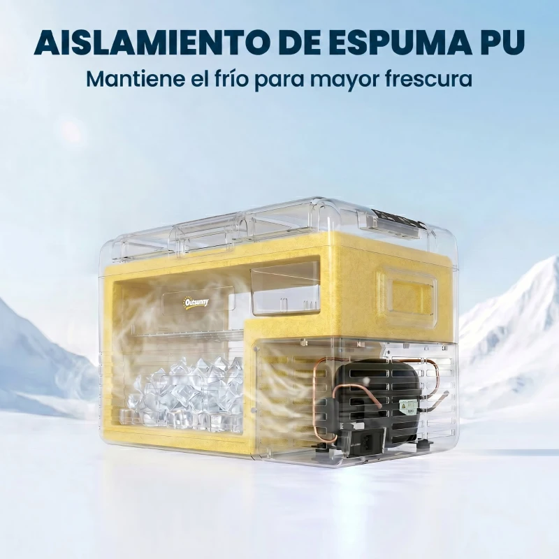 Outsunny Nevera Portátil Eléctrica 40L Refrigerador de Coche 12V/24V hasta -20℃ con Pantalla LED Táctil 58,7x36,5x43,8cm Negro
