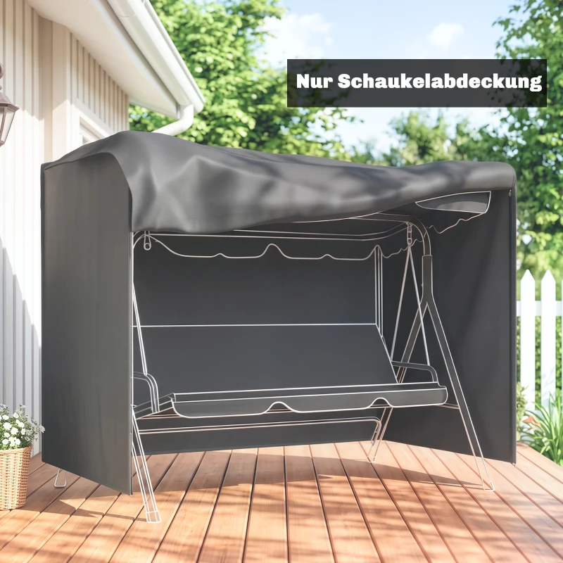Outsunny Abdeckung für Gartenschaukel, Schutzhülle für Hollywoodschaukel, Abdeckhaube, wasserfest, 205 x 124 x 164 cm, Dunkelgrau(m-7)