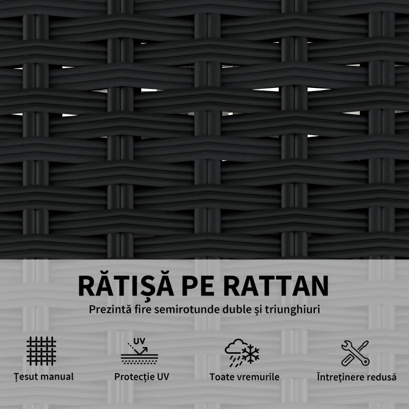 Outsunny Set Modular de Grădină din Rattan cu Perne, Canapea de Colț Gri, 5 Piese