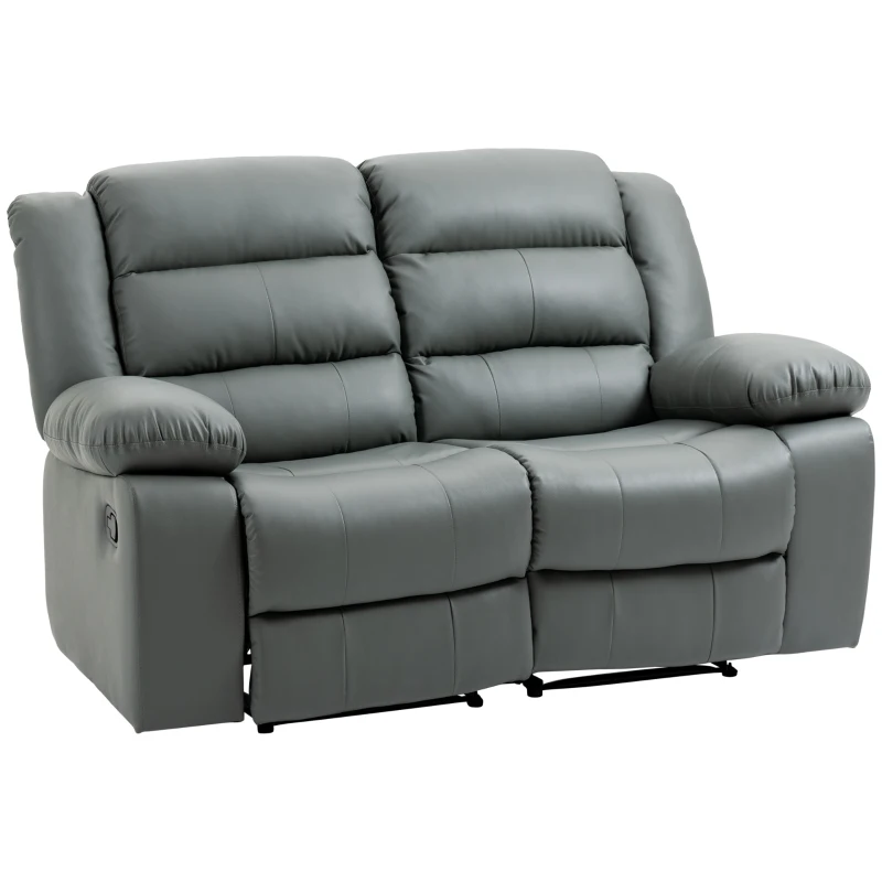 HOMCOM Relax-Sofa für 2 Personen, verstellbare Fußstützen und 135° Neigungswinkel, 168 cm x 98 cm x 102 cm, Grau