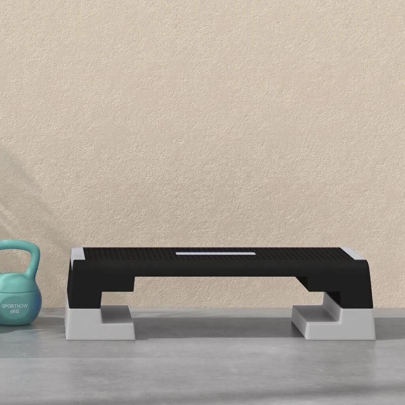 SPORTNOW Stepper Reglabil pe Înălțime cu Trepte Detașabile și Bază Antiderapantă, din ABS, 97x36x15/20/25 cm, Gri