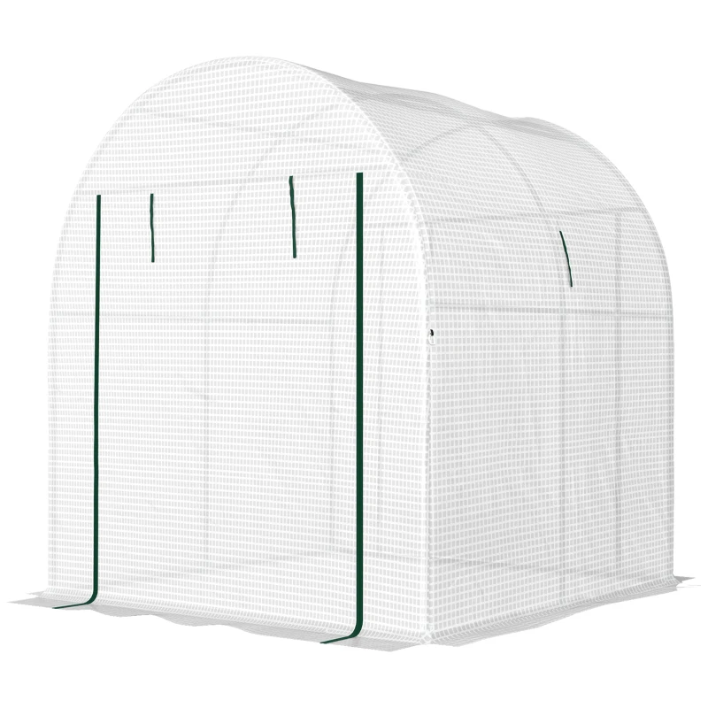 Outsunny Seră Tip Tunel pentru Grădină 1.8x1.8x2 m din Oțel și PE Anti-UV cu Uși Rulabile și Ferestre, Albă