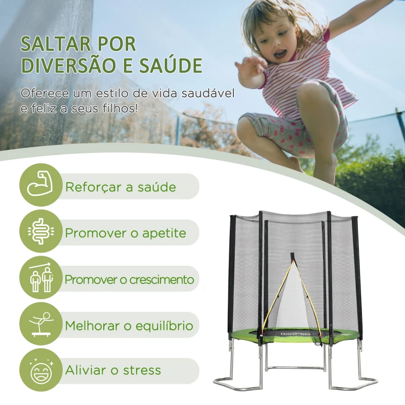 HOMCOM Trampolim de Jardim Ø223cm Trampolim para Crianças Adultos com Superfície de Salto Ø137cm Rede de Segurança Cobertura de Bordas e Escada para Exterior Verde