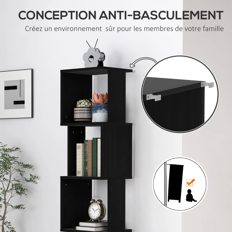 HOMCOM Bibliothèque étagère Design Moderne à 5 Niveaux – Rangement Pratique pour Maison ou Bureau, noir