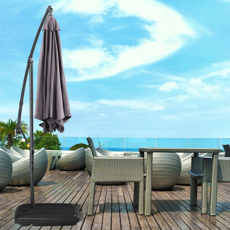 Outsunny Base de Sombrilla con 2 Ruedas Rellenable de Agua 60 kg Arena 68 kg o Mixto 75 kg 80x60x17 cm Negro
