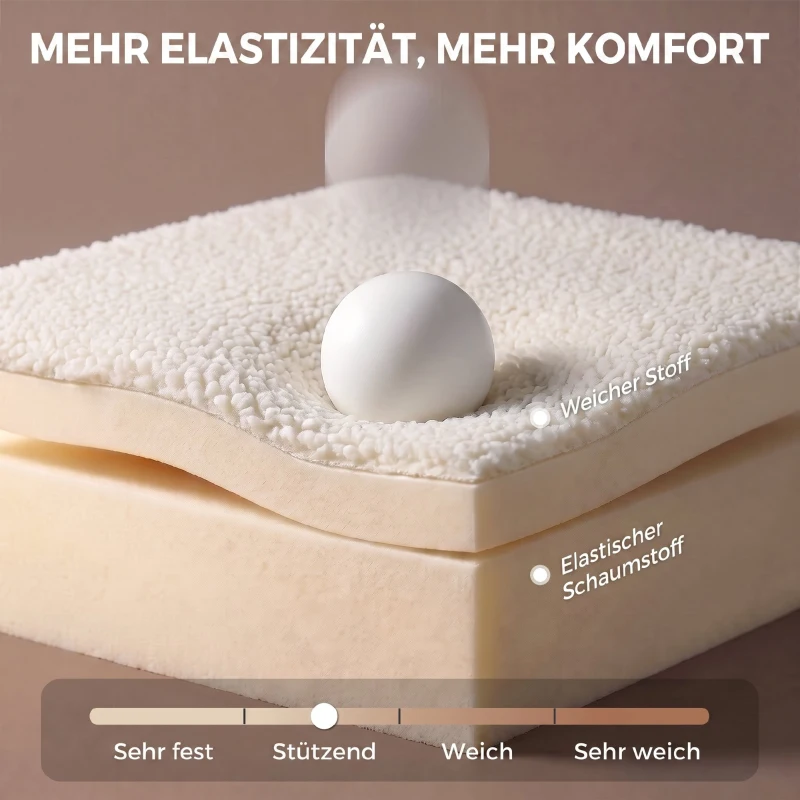 HOMCOM Bürostuhl aus Sherpa-Fleece, Drehstuhl mit 360°-Drehfunktion, Wippfunktion, höhenverstellbar, mit PU-Rollen, cremeweiß
