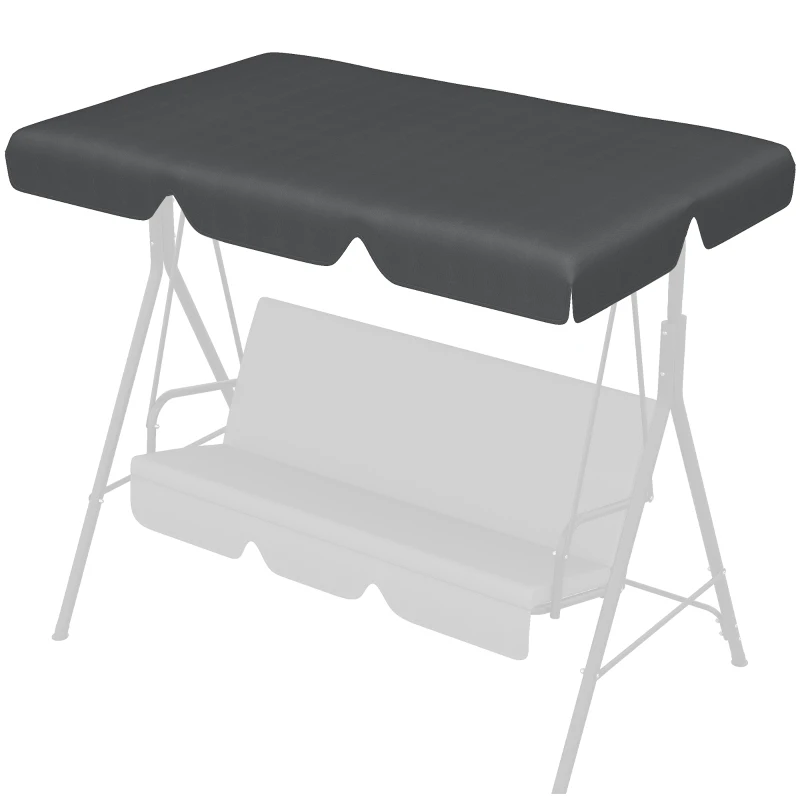 Outsunny Toldo de Substituição para Baloiços de 3 Lugares Toldo para Baloiços de Jardim com Tecido de Poliéster 156x117x15 cm Cinza