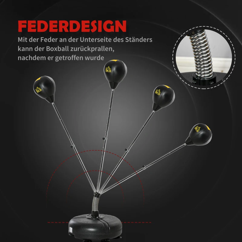 HOMCOM Punchingball Set Standbox Fitness Boxsack Training Set 133-151 cm höhenverstellbar mit 1 paar Handschuhe geeignet für Profis und Anfänger Schwarz