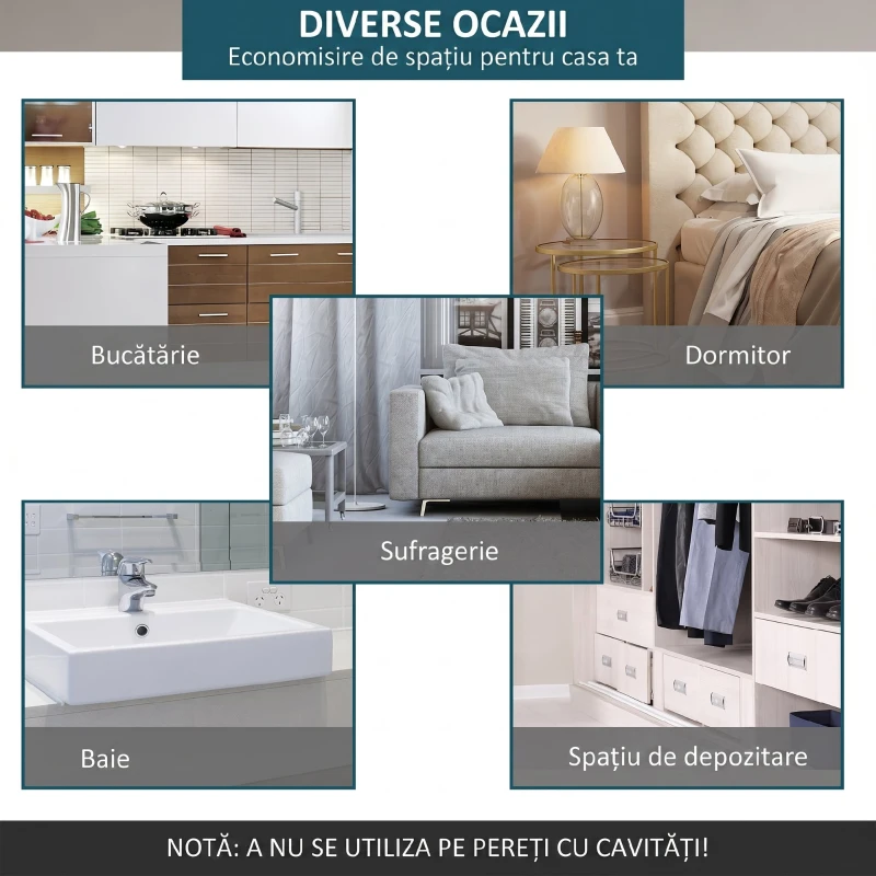 HOMCOM Kit Ușă Glisantă 100kg max din Oțel cu Șină, Cârlige, Opritoare, Șuruburi și Piulițe, 183x4x0.6 cm
