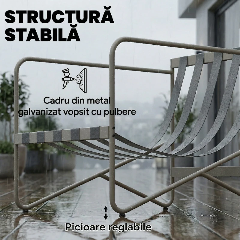 Outsunny Set de Grădină cu 4 Piese, Canapea, 2 Fotolii și Măsuță de Cafea Roz