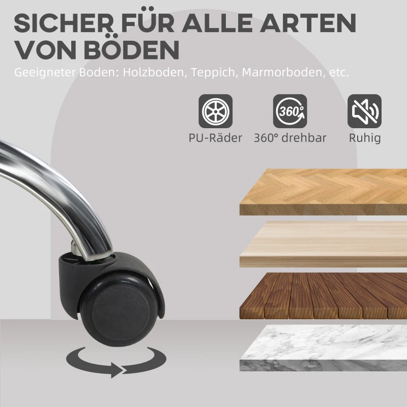 HOMCOM Homeoffice Stuhl, Ergonomisch Schreibtischstuhl mit Wippfunktion, Teddysamtoptik 56 x 61 x 86 cm Grau