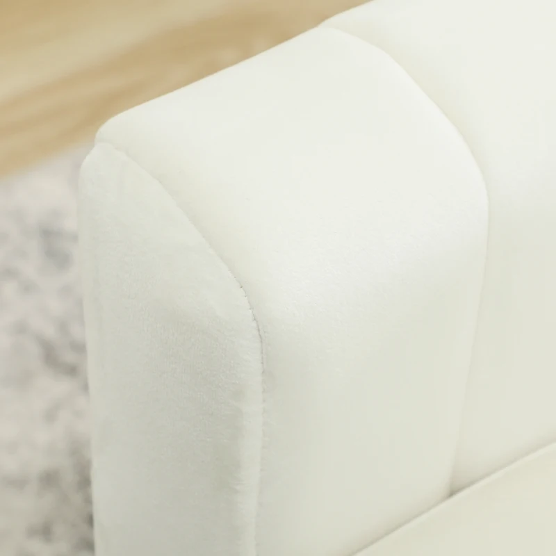 HOMCOM Sofá de 3 Lugares de 181 cm Estofado em Veludo com Almofadas Espessas Pernas de Metal Branco Creme