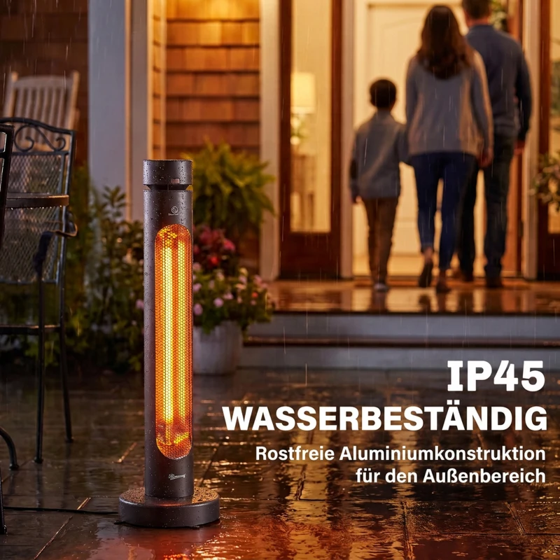 Outsunny Infrarot Heizstrahler 2000W Carbonfaser oszillierender Standheizstrahler mit Fernbedienung 8 Heizstufen Schutzhülle