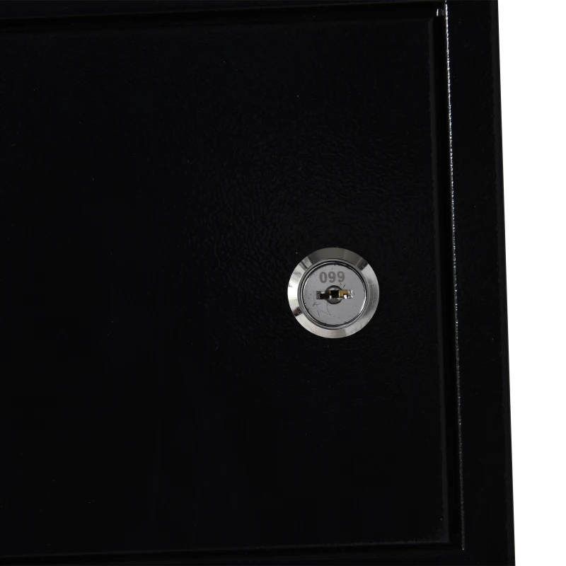 HOMCOM Briefkasten Wandbriefkasten Postkasten abschließbar mit Kassenschublade Funktion inkl. 2 Schlüssel Stahl Schwarz 25 x 7,7 x 18,5 cm
