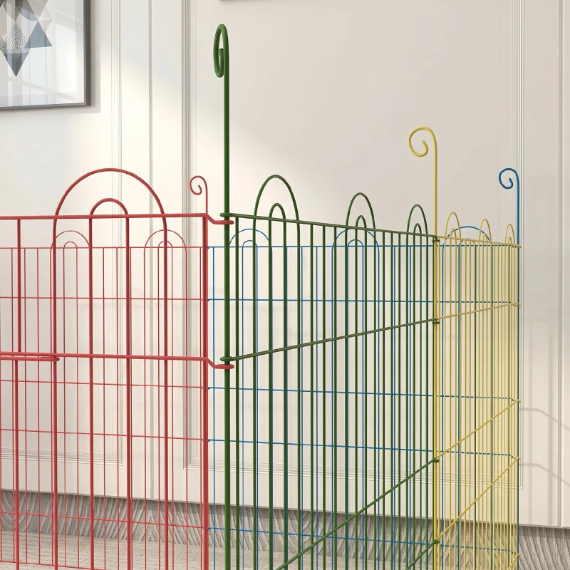 PawHut Țarc pentru Câini cu 8 Panouri, Ușă cu Zăvor, din Oțel, Ø156x60 cm, Multicolor