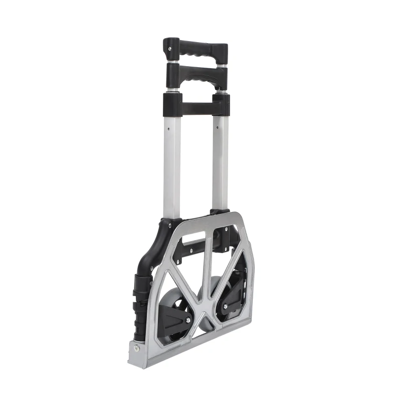 HOMCOM Carrello Portapacchi Pieghevole max 70kg con Maniglie Telescopiche e Altezza Regolabile, 41x38.5x100 cm, Argento