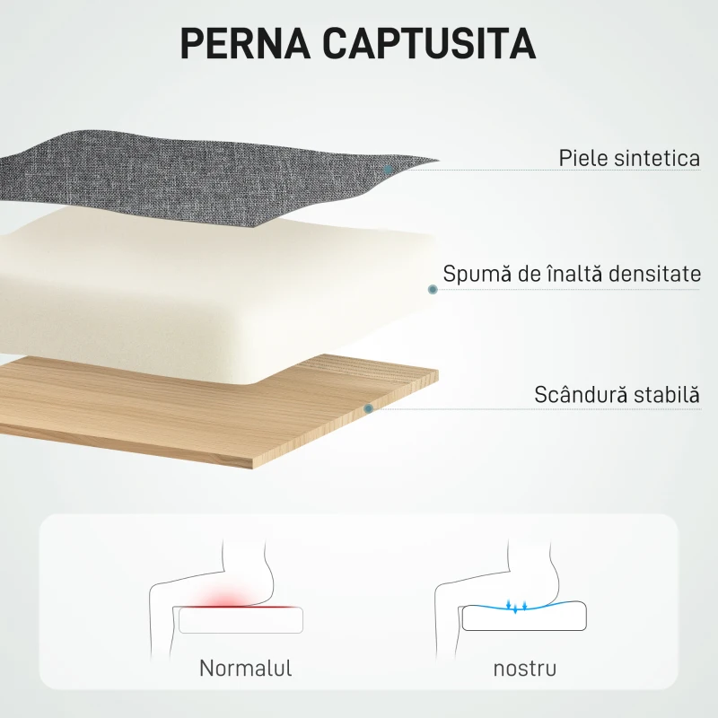 HOMCOM Scaun de Birou cu Masaj Rabatabil cu Suport pentru Picioare, Gri