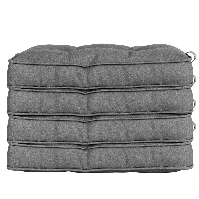 Outsunny Conjunto de Almofadas para Cadeiras de Jantar 42x42x5 cm Jogo de 4 Peças Almofadas para Cadeiras de Jardim Impermeáveis Cinzento