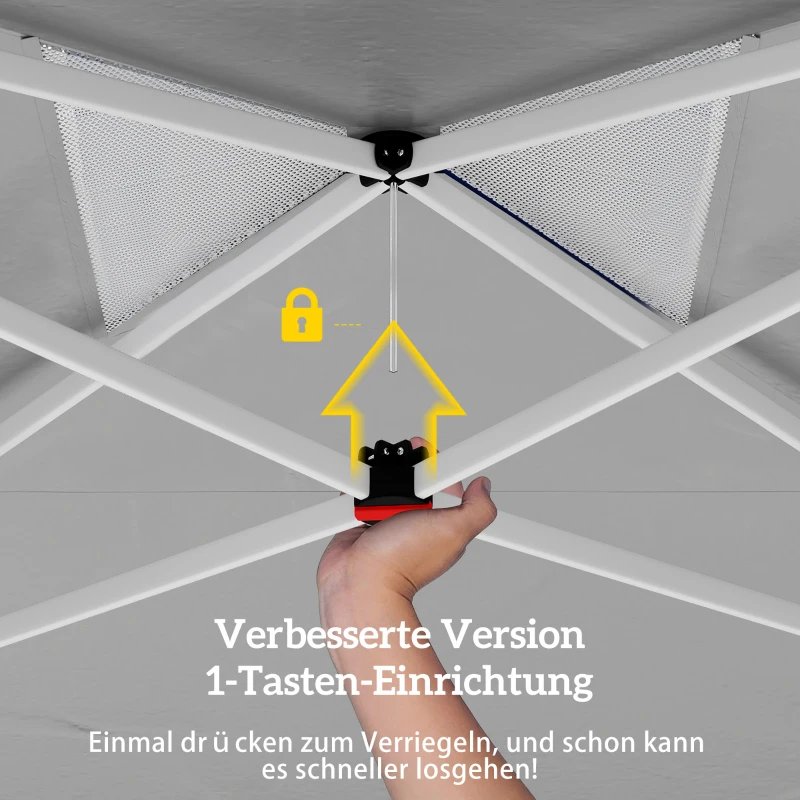 Outsunny Pavillon 3x3m, wasserabweisend Stabil Pop-up Faltpavillon mit Tasche verstellbarer Höhe, UV Schutz 50+, Dunkelgrau
