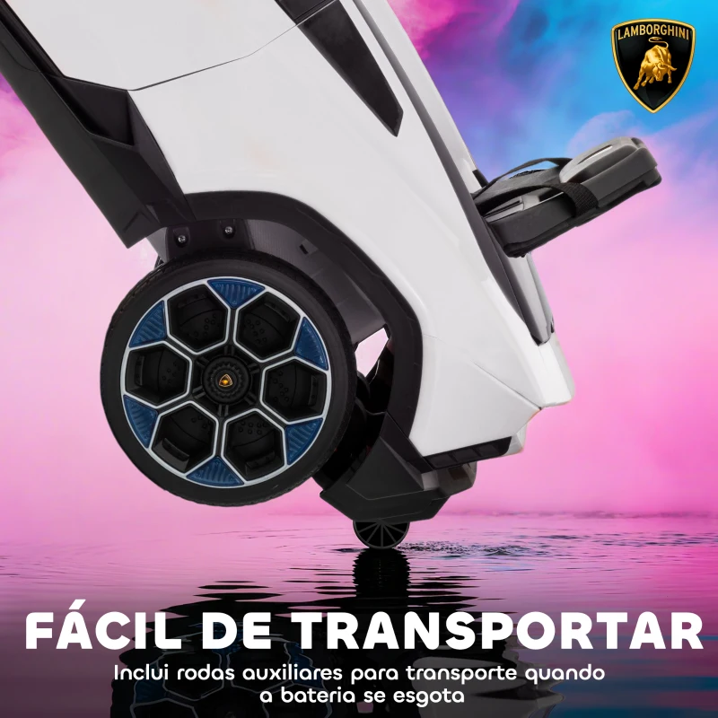 AIYAPLAY Carro Elétrico para Crianças 12V com Motor Duplo Rodas com Suspensão Faróis Música USB 101,5x49x43 cm Branco