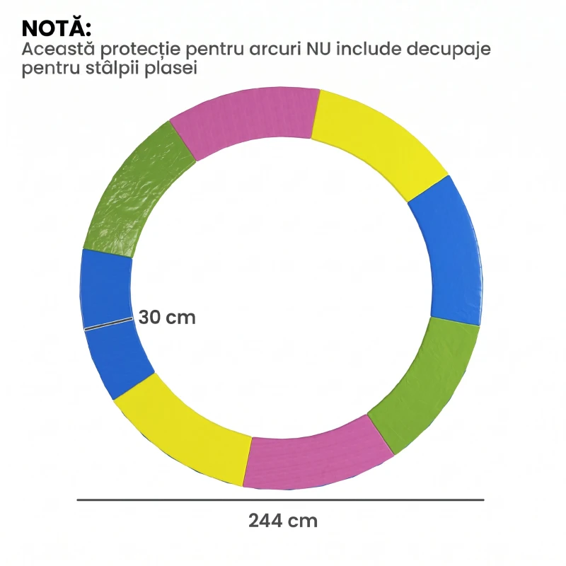 SPORTNOW Husă pentru trambulină Ø244x30 cm pliabilă și portabilă, din plastic, PE și spumă, multicolor