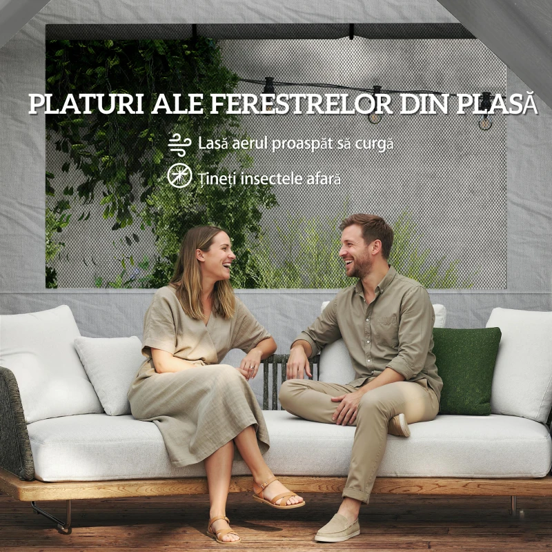 Outsunny Foișor Pliabil 3x6m Pop-Up cu 6 Pereți Laterali, Foișor de Grădină Reglabil pe Înălțime cu Saci de Nisip, Geantă cu Roți, UV50+ pentru Exterior, Gri Închis