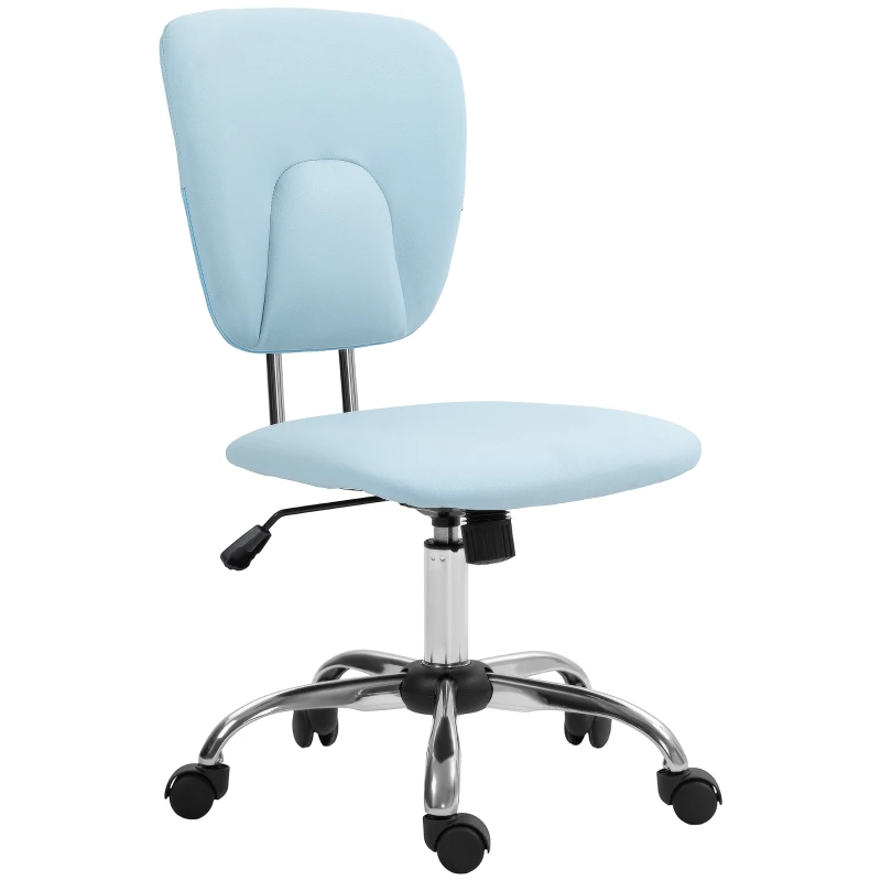 Vinsetto Cadeira de Escritório Giratória de Couro PU com Altura Ajustável e Função Basculante 50x54x87,5-96,5 cm Azul Claro