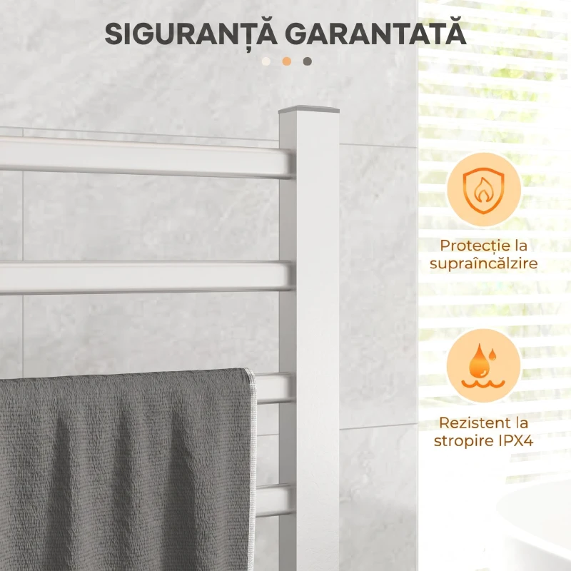 HOMCOM Uscător Electric pentru Prosoape de Podea sau Perete 150W cu Temporizator 2-4 Ore, 53x35x90 cm, Argintiu
