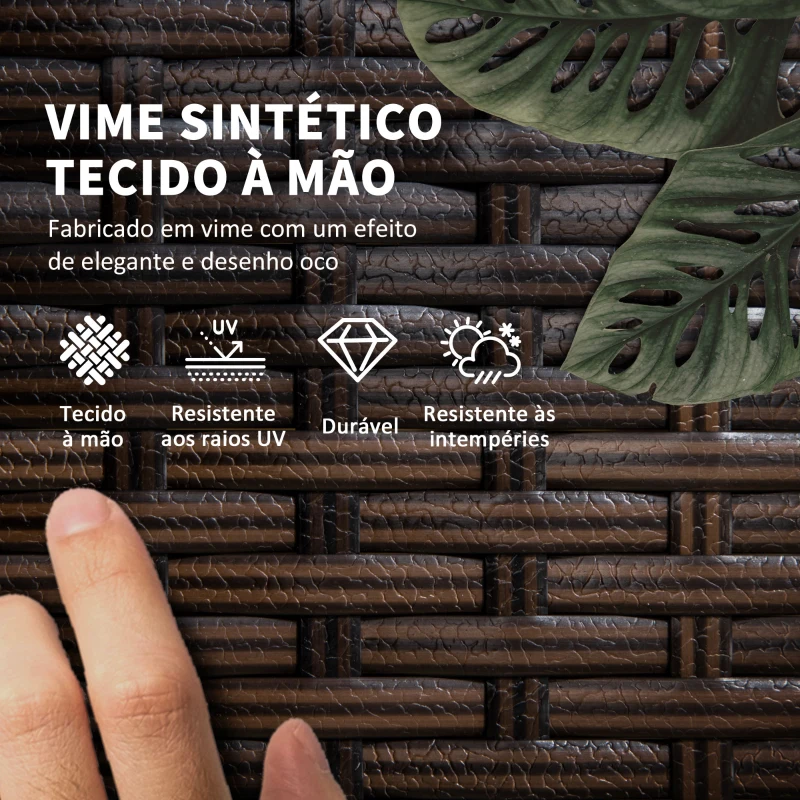 Outsunny Conjunto de 2 Espreguiçadeiras de Vime Sintético com Mesa de Centro Encosto Reclinável em 5 Posições 196x54x32cm Marrom