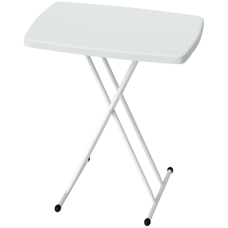 Outsunny Masă de Grădină Pliabilă cu Înălțime Ajustabilă, Metal și HDPE, Alb