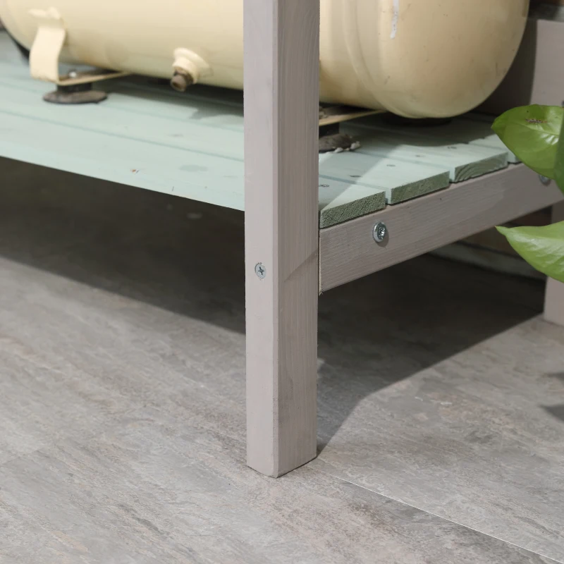 HOMCOM Pflanztisch Gärtnertisch Gartentisch Blumentisch mit Schublade und Wanne für den Garten Tannenholz Mintgrün + Grau 92 x 42,5 x 119,5 cm