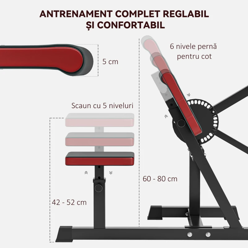 SPORTNOW Bancă pentru biceps curl cu șezut și suport pentru coate reglabil, suport pentru greutăți, negru