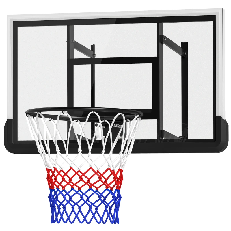 SPORTNOW Basketballkorb für Wandmontage, gefederter Korb, bruchsichere Rückwand, Schwarz(m-11)