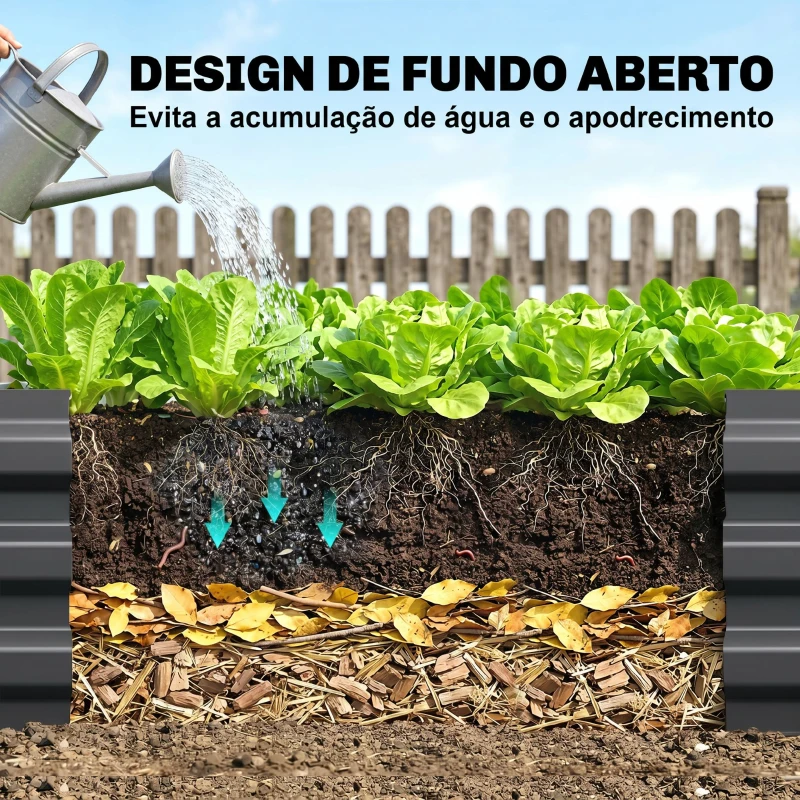 Outsunny Floreira Exterior Grande Retangular em Aço Galvanizadocom Base Aberta 240x60x30 cm Cinzento Escuro
