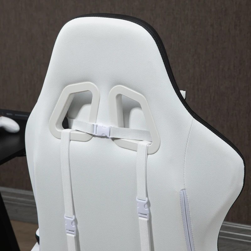 Vinsetto Sedia da Gaming con Altezza Regolabile e Schienale Reclinabile, 65x65x121-129 cm, Bianco e Nero