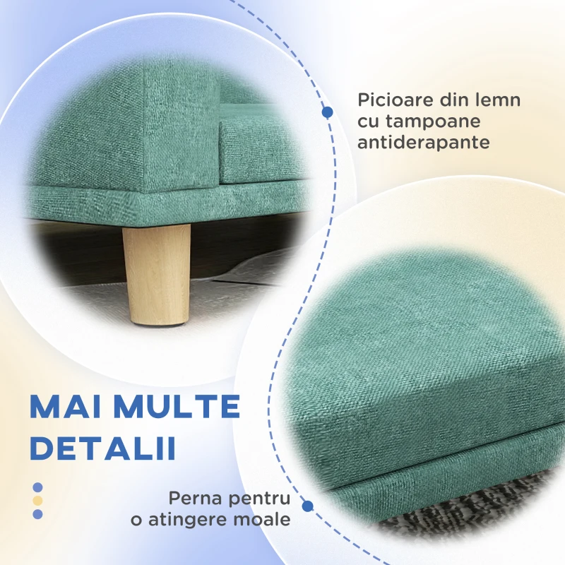 PawHut Canapea pentru câini de talie mare cu picioare ridicate și pernă detașabilă, 98x67x25 cm, verde deschis