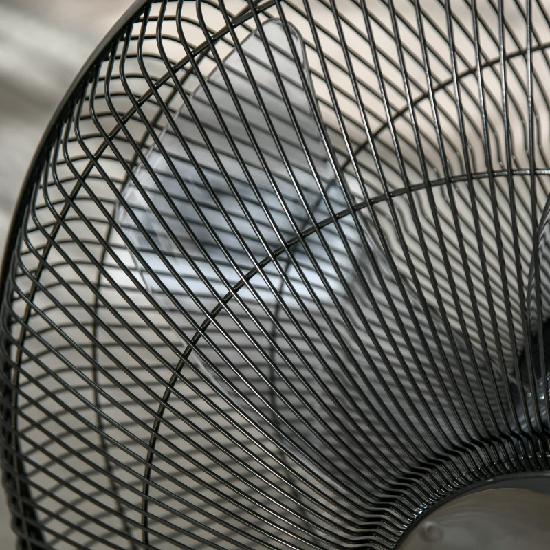 HOMCOM Standventilator mit Fernbedienung, Höhenverstellbarer Ventilator, 70° Oszillierender Lüfter, 3 Geschwindigkeitsstufen, Verstellbarer Neigungswinkel, 7,5h Timer, Ø44,5 x 110-124 cm, Schwarz
