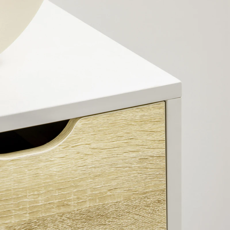 HOMCOM Cómoda com 5 Gavetas e Pés Elevados Cómoda para Dormitório Estilo Moderno Anti-Tombo 60x40x77,5cm Madeira e Branco