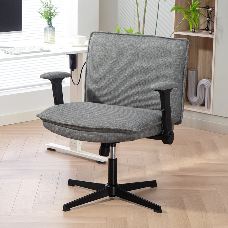 HOMCOM Cadeira de Escritório com Apoios de Braço Rebatíveis Assento  Altura Ajustável  Função Basculante 76x70x85-97 cm Cinzento