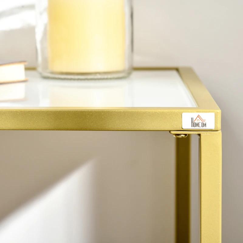 Aosom Konsolentisch im Industriedesign Marmoroptik Gold + Weiß