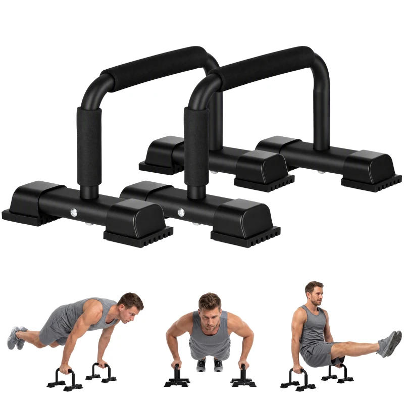 HOMCOM Dip Barren 2er Set Dip Station bis 120 kg belastbar Dip Stange Fitnessgeräte für Zuhause Parallettes Calisthenics Equipment für Krafttraining