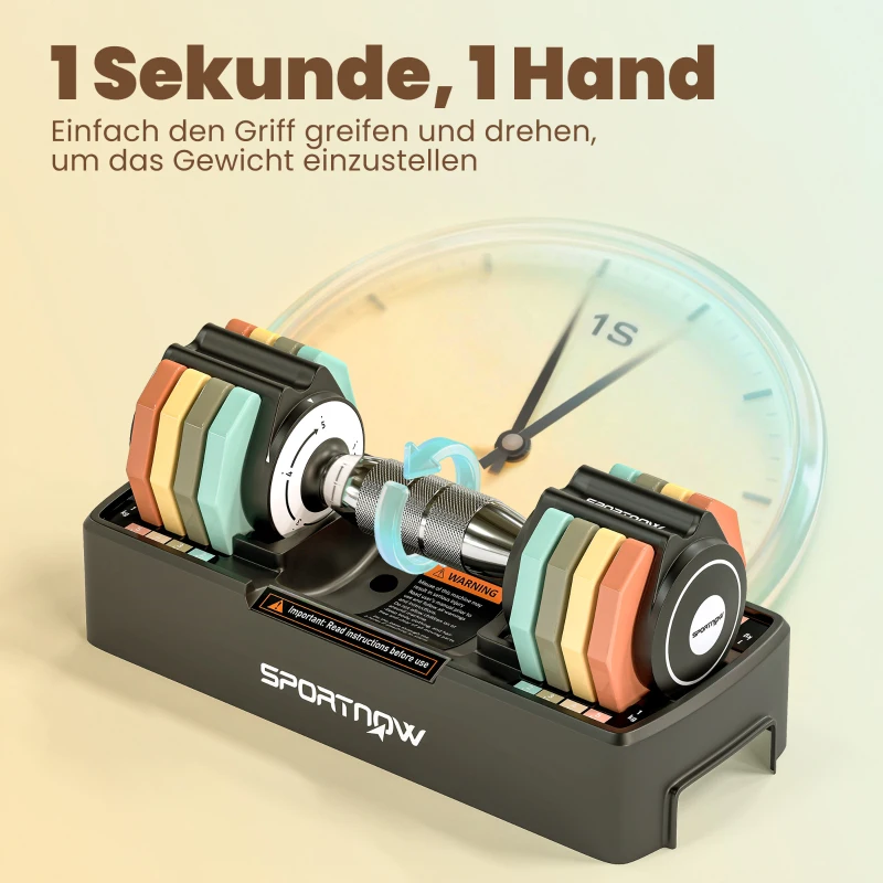 SPORTNOW Verstellbare Hantel Set, 1-5 kg Hanteln mit Schnelleinstellung Ablagefach, rutschfest Griff Platzsparend