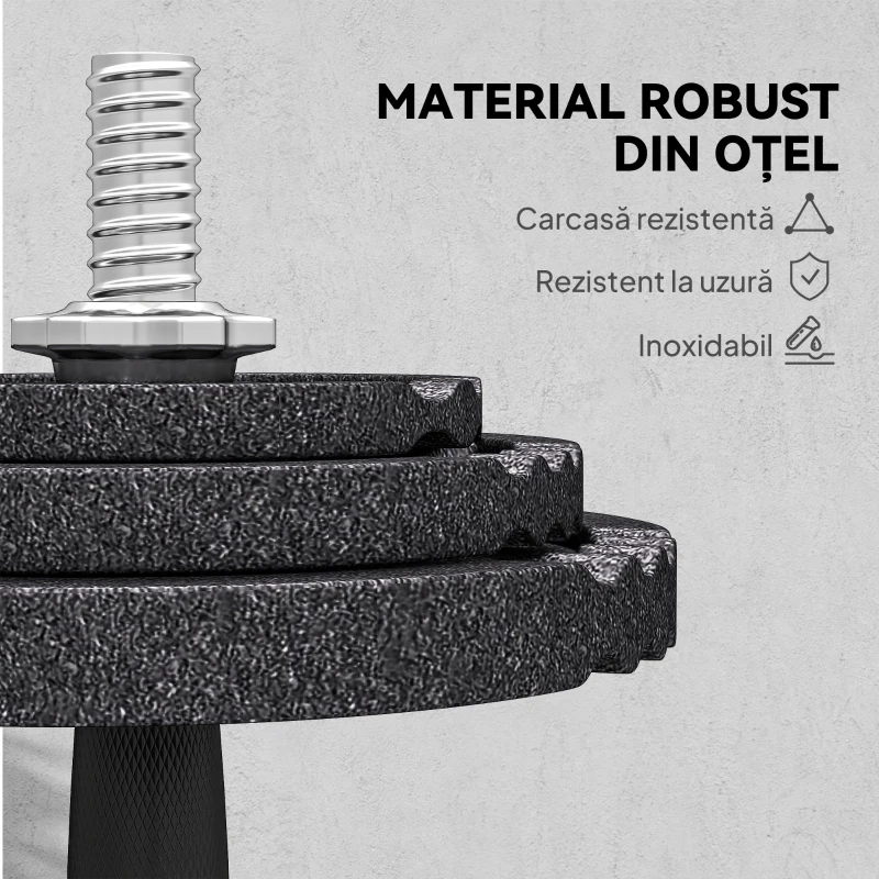 SPORTNOW Greutăți pentru Sală 2 în 1 de 42 kg cu 14 Discuri, Haltere și Gantere, din Oțel, 180x24x24 cm, Negru